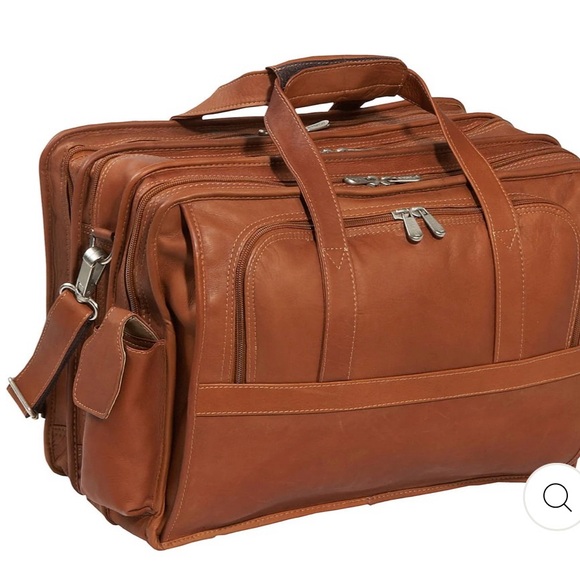 Piel Half-Moon Computer Portfolio Saddle Brown Leather Briefcase Bag 2100 NEW - Picture 1 of 9
